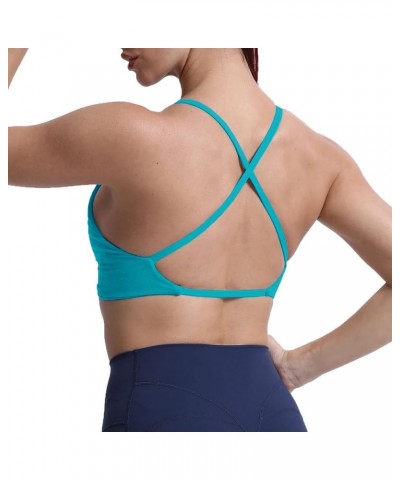 Women's Workout Sports Bras Fitness Backless Padded Sienna Low Impact Bra Yoga Crop Tank Top Cascade Blue $10.64 Lingerie