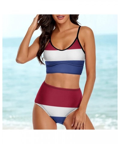 Womens 2 Piece Bikini Swimsuits Costa Rica Flag Retro Low Back Bathing Suits for Womens XL Large Style-8 $17.25 Swimsuits