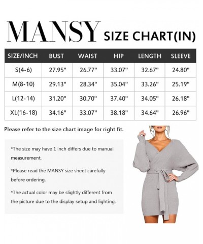 Women's Sexy Cocktail Batwing Long Sleeve Backless Mock Wrap Knit Sweater Mini Dress Gray $22.90 Sweaters