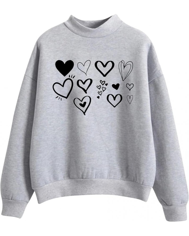 Heart Print Sweatshirt Women,Long Sleeve Crew Neck Casual Oversized Soft Pullover Tops Shirts Love Casual Cute Tops Z2-grey $...