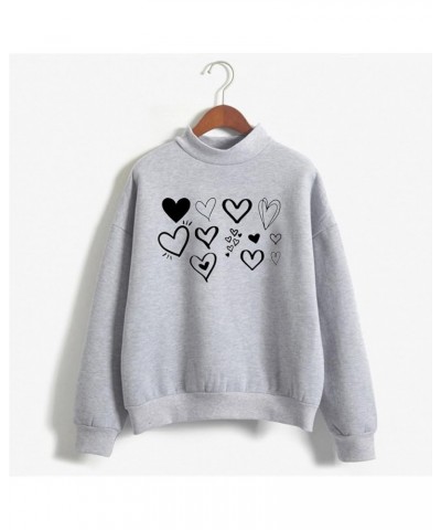 Heart Print Sweatshirt Women,Long Sleeve Crew Neck Casual Oversized Soft Pullover Tops Shirts Love Casual Cute Tops Z2-grey $...