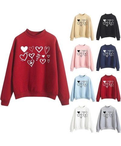 Heart Print Sweatshirt Women,Long Sleeve Crew Neck Casual Oversized Soft Pullover Tops Shirts Love Casual Cute Tops Z2-grey $...