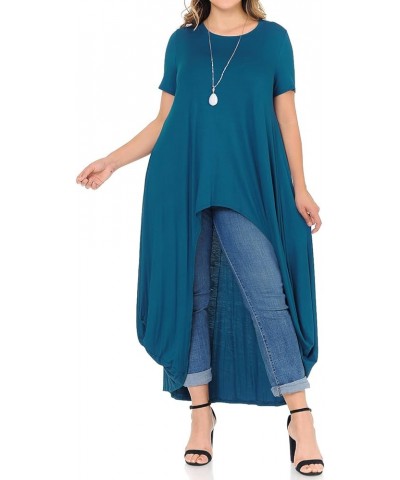 Women's High-Low Maxi Top in Plus Size Teal $10.39 T-Shirts