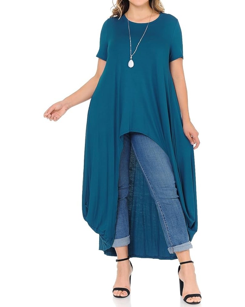 Women's High-Low Maxi Top in Plus Size Teal $10.39 T-Shirts