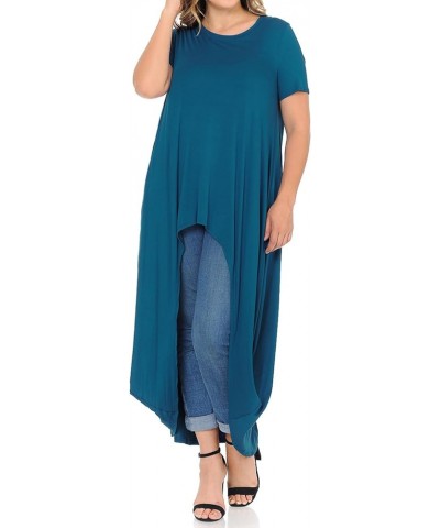 Women's High-Low Maxi Top in Plus Size Teal $10.39 T-Shirts