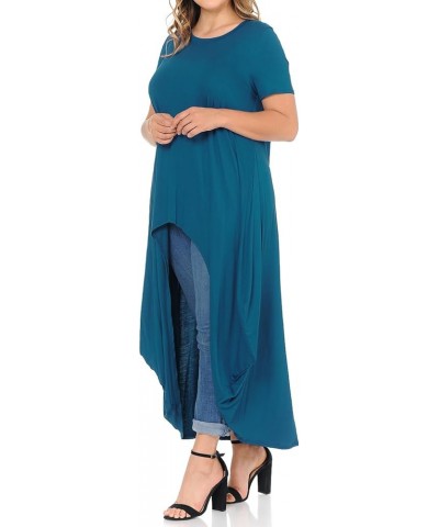 Women's High-Low Maxi Top in Plus Size Teal $10.39 T-Shirts