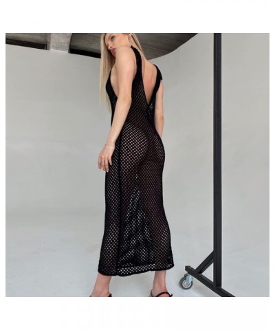 Women Sexy Mesh See Through Rhinestone Fishnet Mini Skirts Beach Wrap Cover Up for Swimwear E Black $9.89 Swimsuits