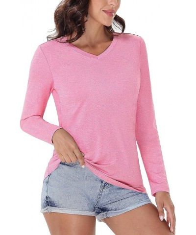 Women's Long Sleeve Shirt V Neck SPF Shirts UPF 50+ Quick Dry T-Shirt Athletic Workout Hiking Tee Shirts Rashguard Pink $13.7...