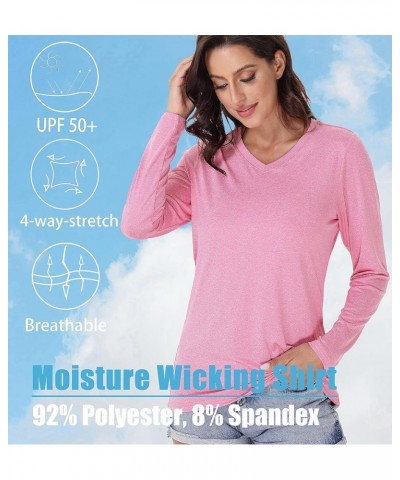 Women's Long Sleeve Shirt V Neck SPF Shirts UPF 50+ Quick Dry T-Shirt Athletic Workout Hiking Tee Shirts Rashguard Pink $13.7...