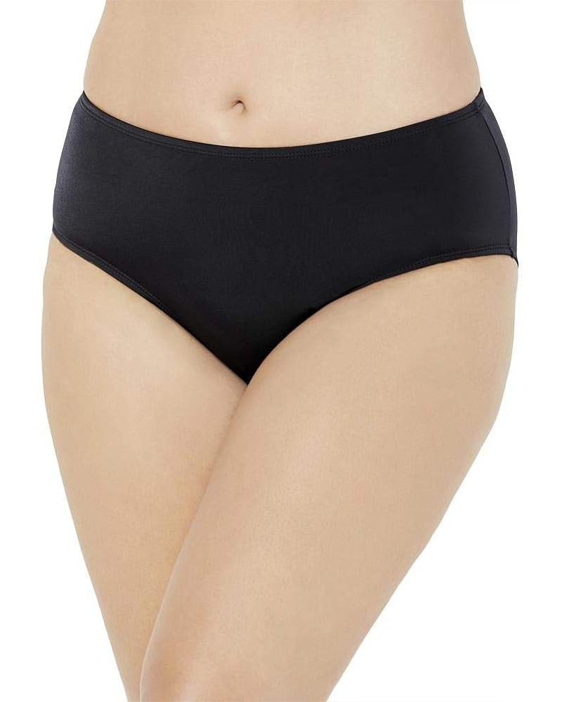 Women's Plus Size Mid-Rise Full Coverage Swim Brief Black $14.30 Swimsuits