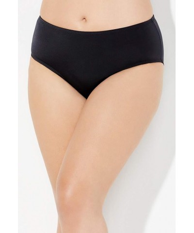 Women's Plus Size Mid-Rise Full Coverage Swim Brief Black $14.30 Swimsuits