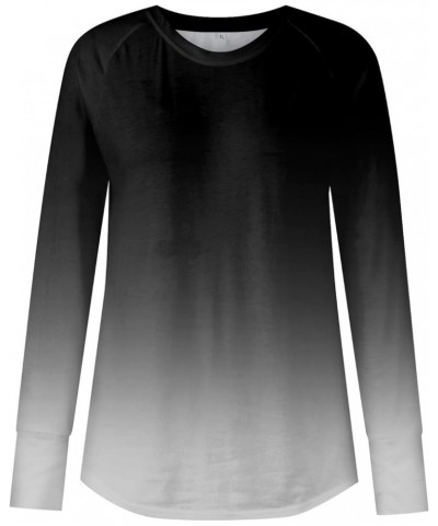 Spring Long Sleeve Tops for Women Crew Neck Basic Solid Color T-Shirts Blouse Tunic Tops with Thumb Holes 08-black $11.39 Tops