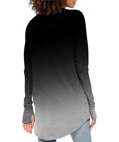 Spring Long Sleeve Tops for Women Crew Neck Basic Solid Color T-Shirts Blouse Tunic Tops with Thumb Holes 08-black $11.39 Tops