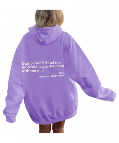 You Are Enough Hoodie for Women Dear Person Behind Me Shirt Long Sleeve Loose Fit Hoodie Inspirational Pullover Top 2-purple ...