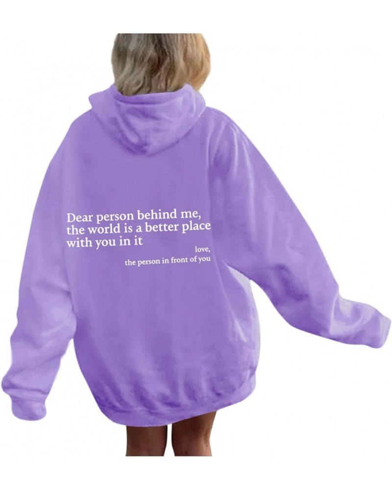 You Are Enough Hoodie for Women Dear Person Behind Me Shirt Long Sleeve Loose Fit Hoodie Inspirational Pullover Top 2-purple ...