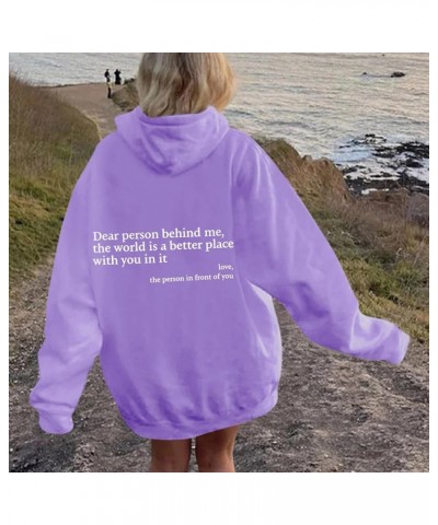 You Are Enough Hoodie for Women Dear Person Behind Me Shirt Long Sleeve Loose Fit Hoodie Inspirational Pullover Top 2-purple ...