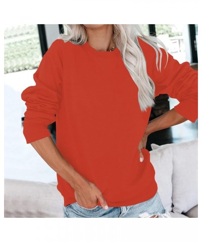 Womens Fall Fashion 2023,Womens Dressy Solid Crewneck Sweatshirt Oversized Long Sleeve Pullover Casual Outfit Clothes 5-orang...