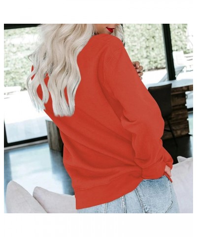 Womens Fall Fashion 2023,Womens Dressy Solid Crewneck Sweatshirt Oversized Long Sleeve Pullover Casual Outfit Clothes 5-orang...