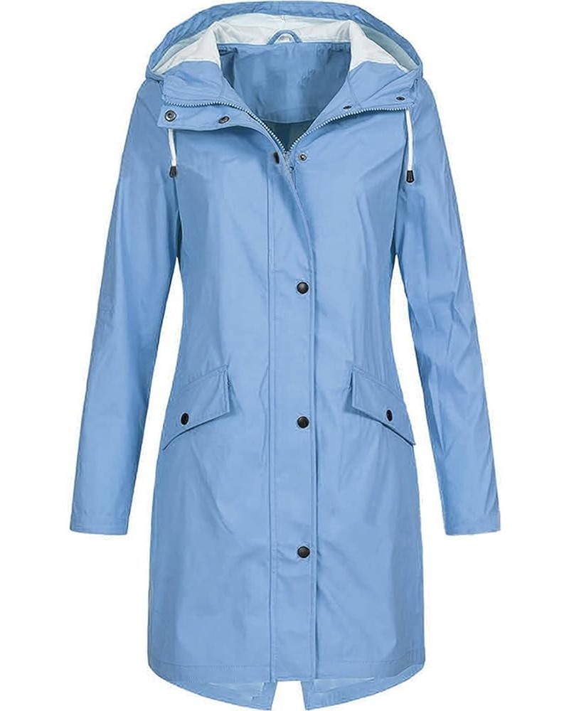 Plus Size Coat for Women Fall Winter Solid Rain Jacket Outdoor Waterproof Hooded Raincoat Windproof 2023 Jackets Y-03blue $14...