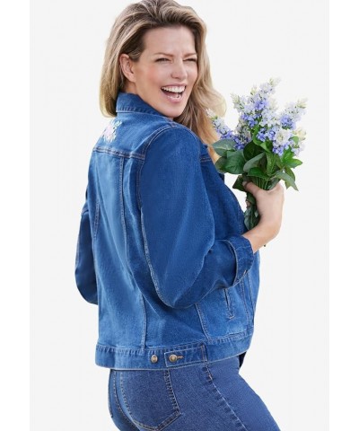 Plus Size Stretch Denim Jacket Cropped Jean Jacket Deep Claret $19.68 Blazers