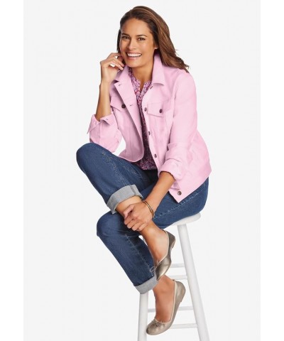 Plus Size Stretch Denim Jacket Cropped Jean Jacket Deep Claret $19.68 Blazers