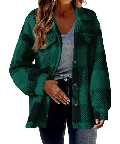Fleece Jackets for Women 2023 Plaid Flannel Shacket Jacket Fall Winter Button Down Sherpa Outerwear Warm Coat Fashion Clothes...