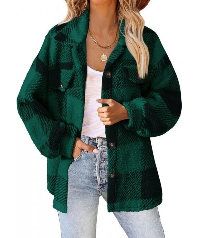 Fleece Jackets for Women 2023 Plaid Flannel Shacket Jacket Fall Winter Button Down Sherpa Outerwear Warm Coat Fashion Clothes...