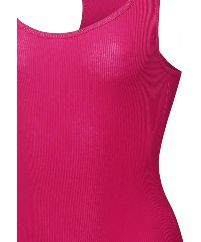 Womens Basic Slim Stretchy Fit Long Ribbed Racerback Tank Tops Cami Shirts (S-XL) Jtk001_fuchsia $10.07 Tanks