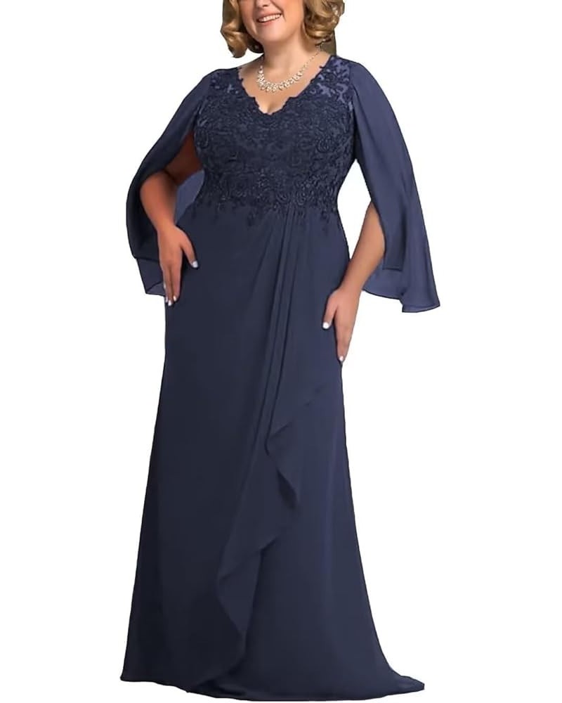 Plus Size Mother of The Bride Dress for Wedding Lace Wedding Guest Dress for Women Chiffon Formal Evening Dress Navy $34.08 D...