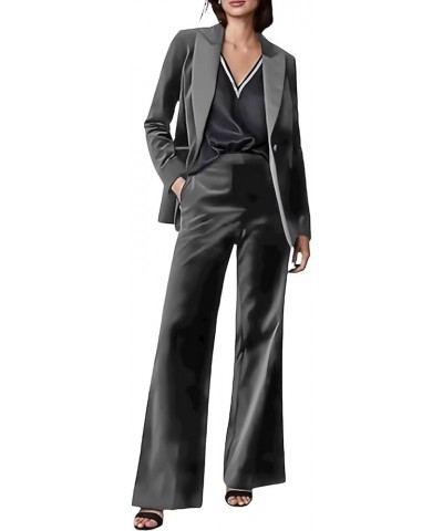 Women's Velvet 2 Piece Formal Slim Fit Blazer Pants Set Wedding Prom Dinner Party Office Suit Jacket Outfits Grey $9.48 Suits