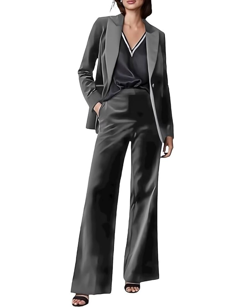 Women's Velvet 2 Piece Formal Slim Fit Blazer Pants Set Wedding Prom Dinner Party Office Suit Jacket Outfits Grey $9.48 Suits