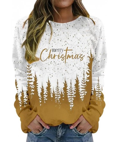 Women's Round Neck Sweatshirt Long Sleeved Raglan Santa Printed Top Fall Winter Fashion Christmas Casual Sweater U-yellow $9....