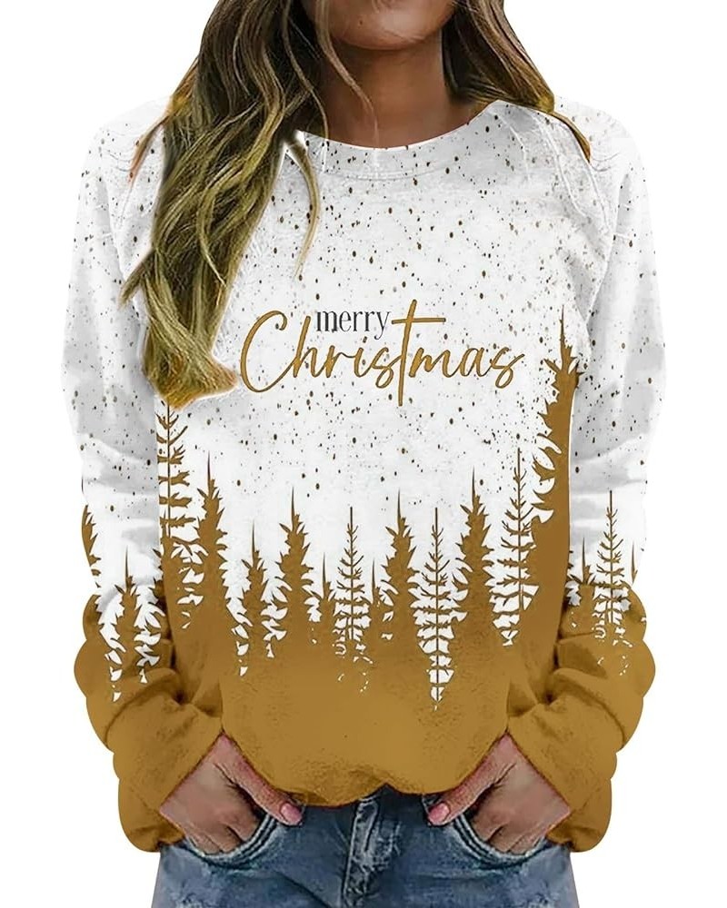 Women's Round Neck Sweatshirt Long Sleeved Raglan Santa Printed Top Fall Winter Fashion Christmas Casual Sweater U-yellow $9....