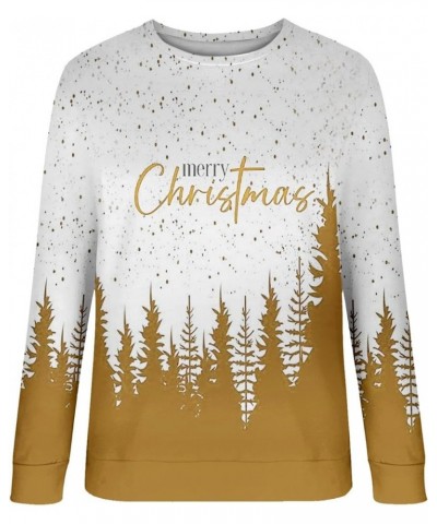 Women's Round Neck Sweatshirt Long Sleeved Raglan Santa Printed Top Fall Winter Fashion Christmas Casual Sweater U-yellow $9....