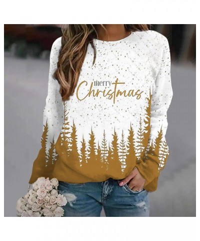 Women's Round Neck Sweatshirt Long Sleeved Raglan Santa Printed Top Fall Winter Fashion Christmas Casual Sweater U-yellow $9....