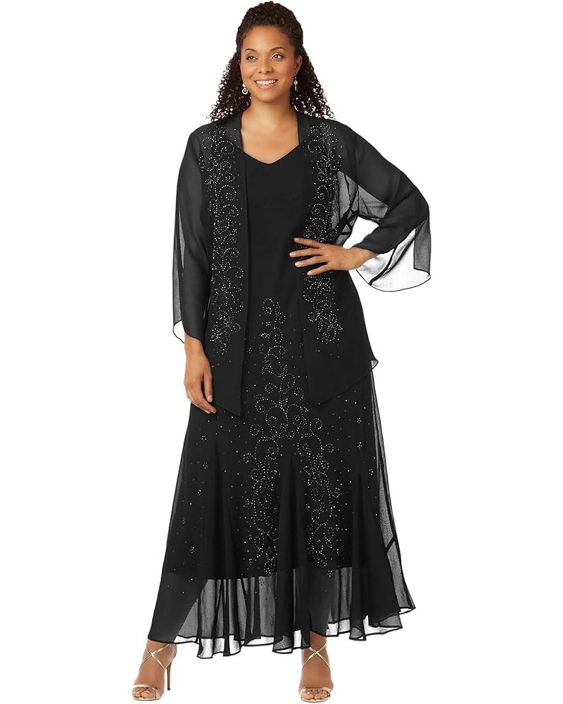 Women's Plus Size Masquerade Beaded Dress Set Black $48.60 Dresses