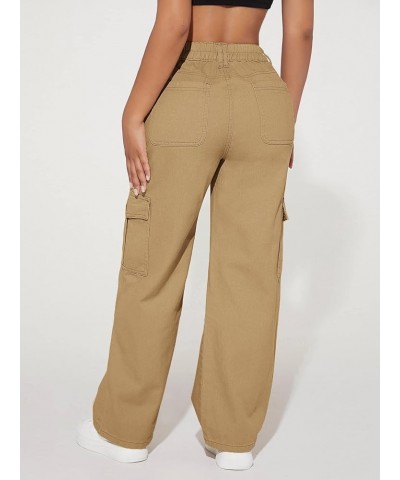 Women's Jeans High Waist Flap Pocket Cargo Jeans Women's Jeans (Color : Black, Size : Small) X-Small Khaki $21.87 Jeans