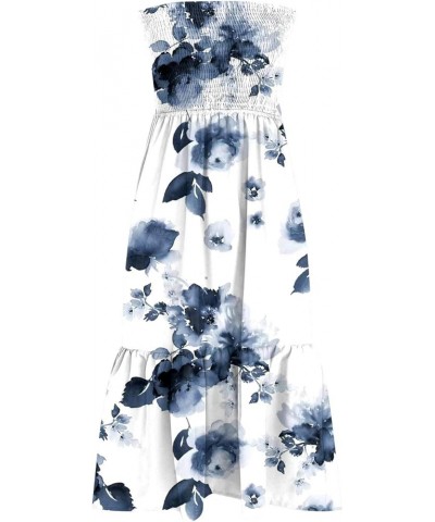 Prom Dresses for Women 2023 Flowy Smocked Strapless Dress Trendy Floral Cocktail Summer Midi Dress 2023 A001- Navy $7.13 Tanks