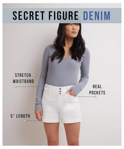 Secret Figure Women's Slimming 5 inch Jean Short with Snap Detail Ink Blue Sandblast $19.60 Shorts