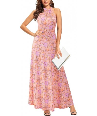 Women's Summer Fashion Formal Maxi Dresses Wedding Guest Hawaiian Beach Halter Neck Long Dresses Floral-55 $15.85 Dresses