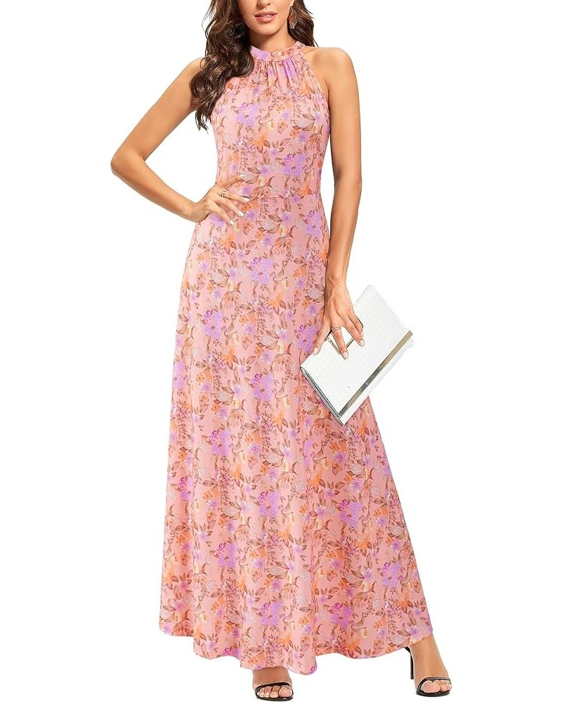 Women's Summer Fashion Formal Maxi Dresses Wedding Guest Hawaiian Beach Halter Neck Long Dresses Floral-55 $15.85 Dresses