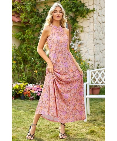 Women's Summer Fashion Formal Maxi Dresses Wedding Guest Hawaiian Beach Halter Neck Long Dresses Floral-55 $15.85 Dresses