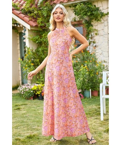 Women's Summer Fashion Formal Maxi Dresses Wedding Guest Hawaiian Beach Halter Neck Long Dresses Floral-55 $15.85 Dresses