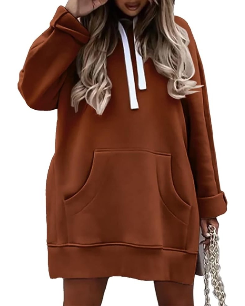 Women Oversized Hoodie Dress Pullover Winter Kangaroo Pocket Sweatshirt Fall Tops Casual Loungewear A- Caramel $19.80 Hoodies...