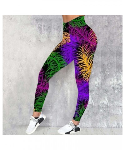 Womens Mardi Gras Leggings, Mardi Gras Outfit for Women, Tummy Control Stretchy Fancy Graphic Festival Carnival Pants A01 Ora...