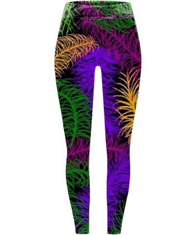 Womens Mardi Gras Leggings, Mardi Gras Outfit for Women, Tummy Control Stretchy Fancy Graphic Festival Carnival Pants A01 Ora...