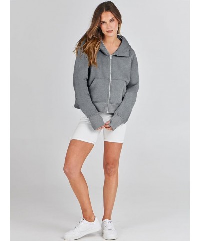 Women Hoodies Fleece Lined Full Zipper Sweatshirts Long Sleeve Crop Tops Clothes Sweater Thumb Hole Dark Grey $20.39 Hoodies ...