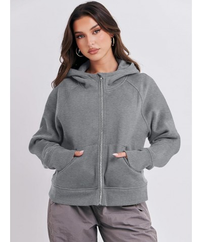 Women Hoodies Fleece Lined Full Zipper Sweatshirts Long Sleeve Crop Tops Clothes Sweater Thumb Hole Dark Grey $20.39 Hoodies ...