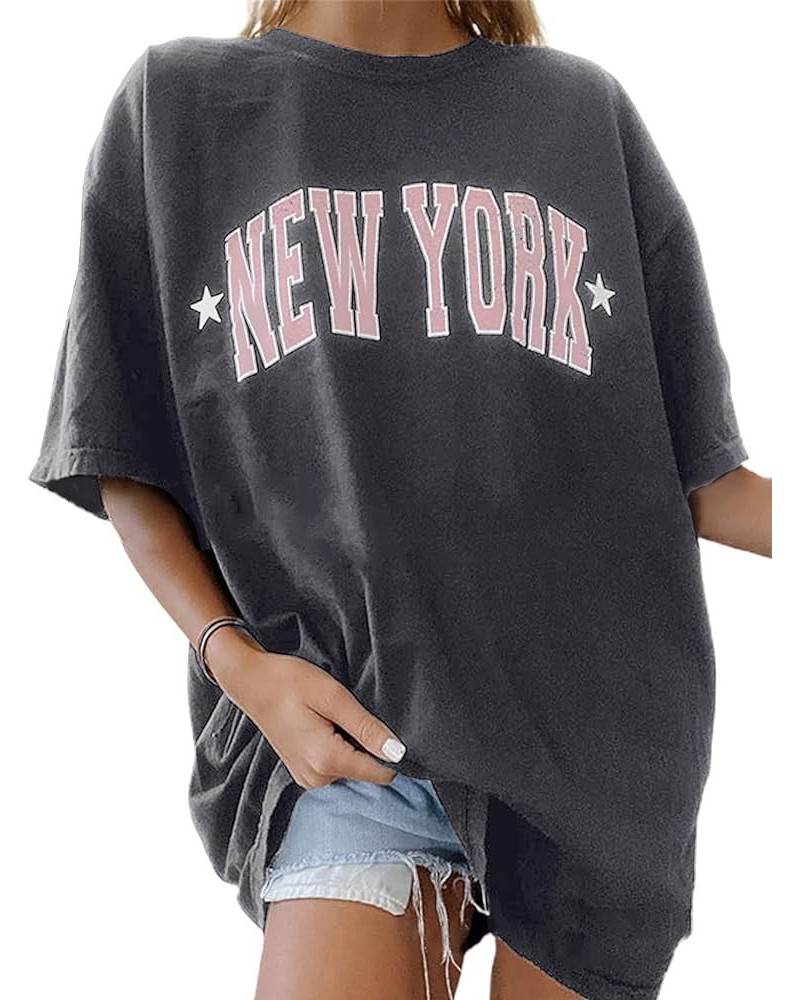 Women's Casual Crewneck Short Sleeve Oversized T Shirt Rainbow Graphic Tees N-darkgrey $13.24 T-Shirts