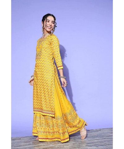 Indian Kurta Set for Women Indian Designer Kurta Skirt Or Palazzo Set For Women Partywear Dress Top tunic Yellow,beige $14.40...